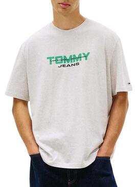 Camiseta Tommy Jeans 90s cinza para homem.