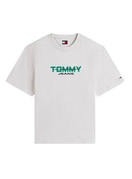 Camiseta Tommy Jeans 90s cinza para homem.