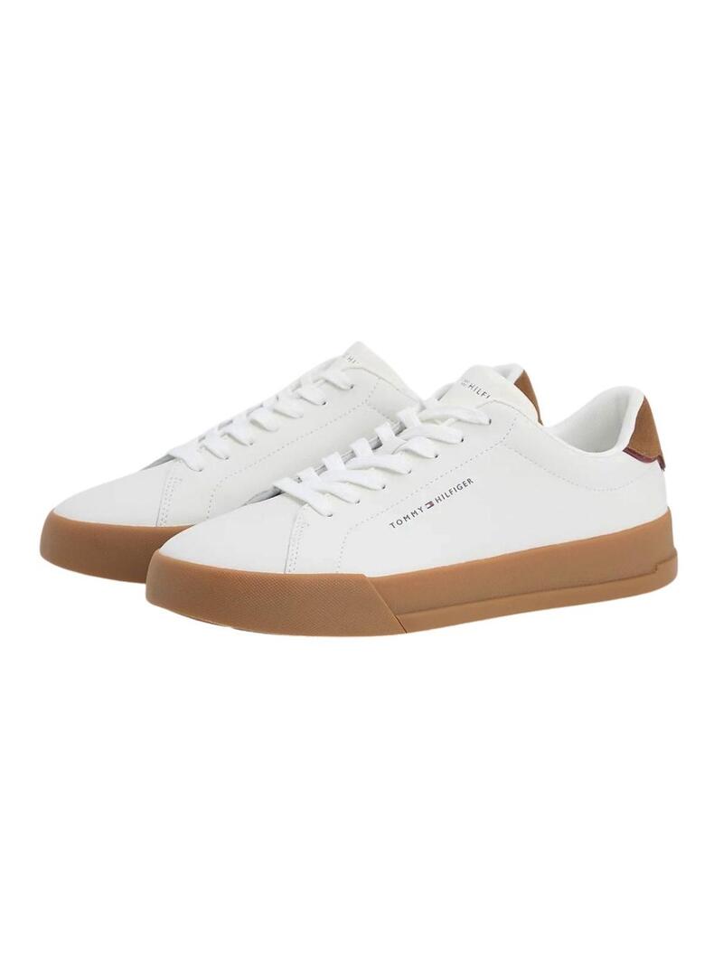 Sapatilhas Tommy Hilfiger Court branco e marrom para homem