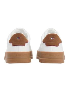 Sapatilhas Tommy Hilfiger Court branco e marrom para homem