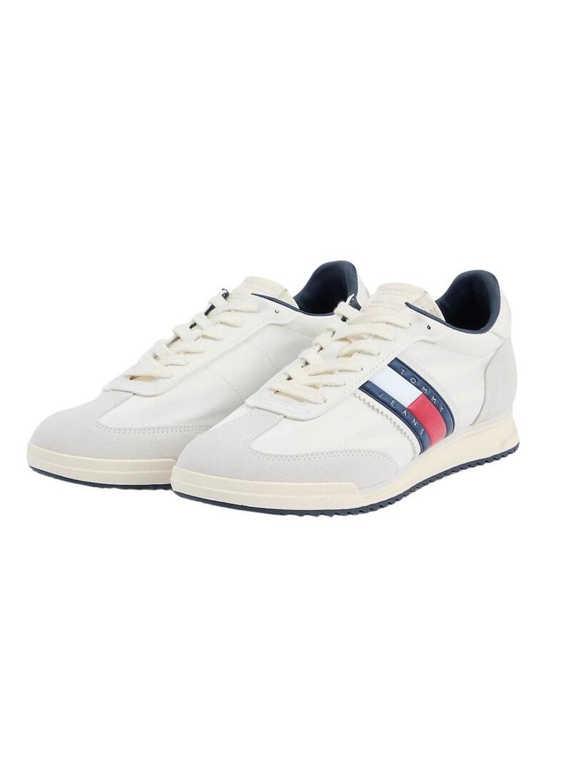Tênis Tommy Jeans Retro Runner Cleated branco para homens.