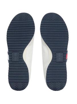 Tênis Tommy Jeans Retro Runner Cleated branco para homens.