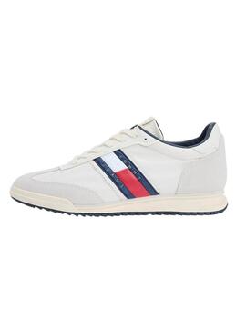 Tênis Tommy Jeans Retro Runner Cleated branco para homens.