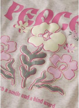 Camiseta Name It Dartiana escolha bondade bege para menina.