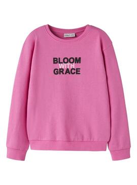 Moletom Name It DIfo bloom with grace rosa para menina.