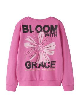 Moletom Name It DIfo bloom with grace rosa para menina.