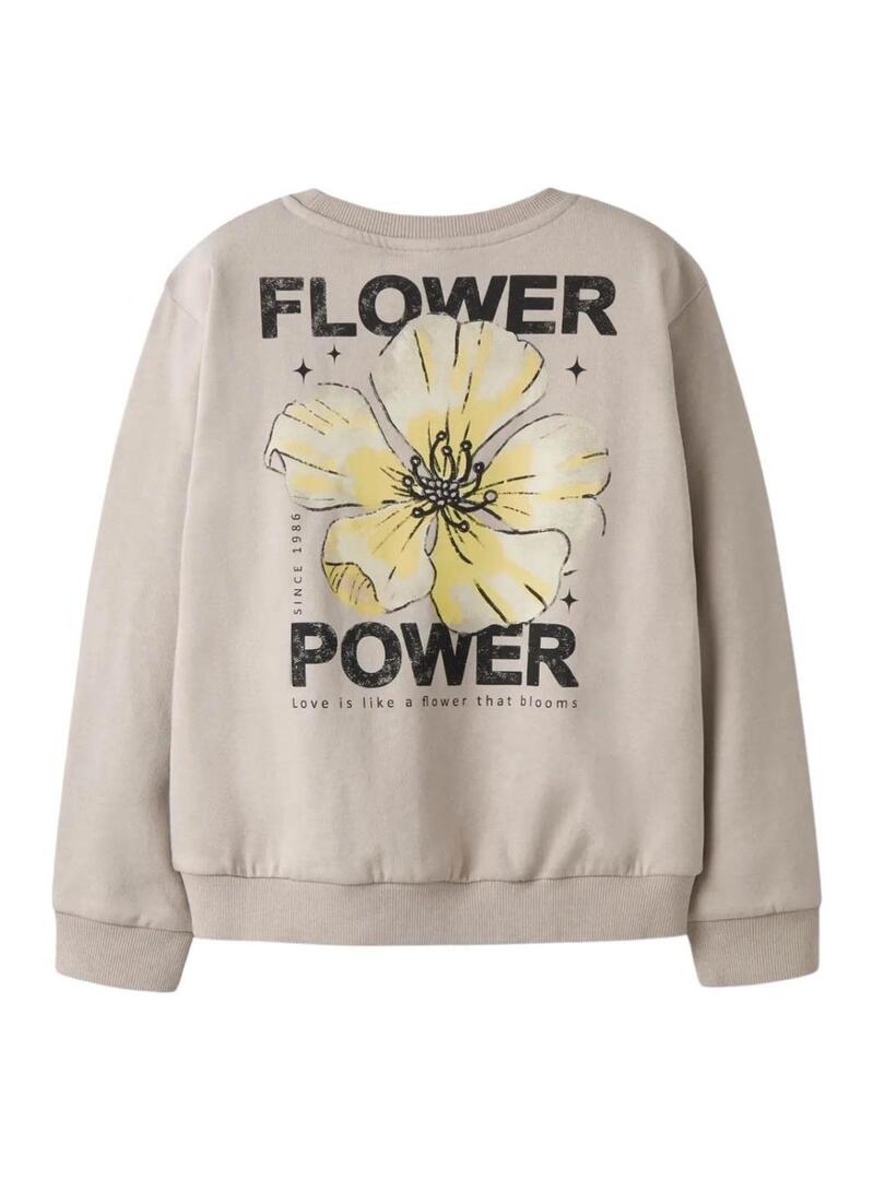 Moletom Name It Difo flower power bege para menina.