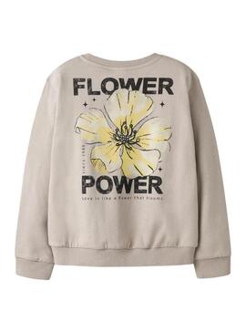 Moletom Name It Difo flower power bege para menina.