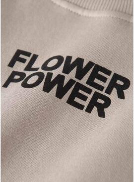 Moletom Name It Difo flower power bege para menina.