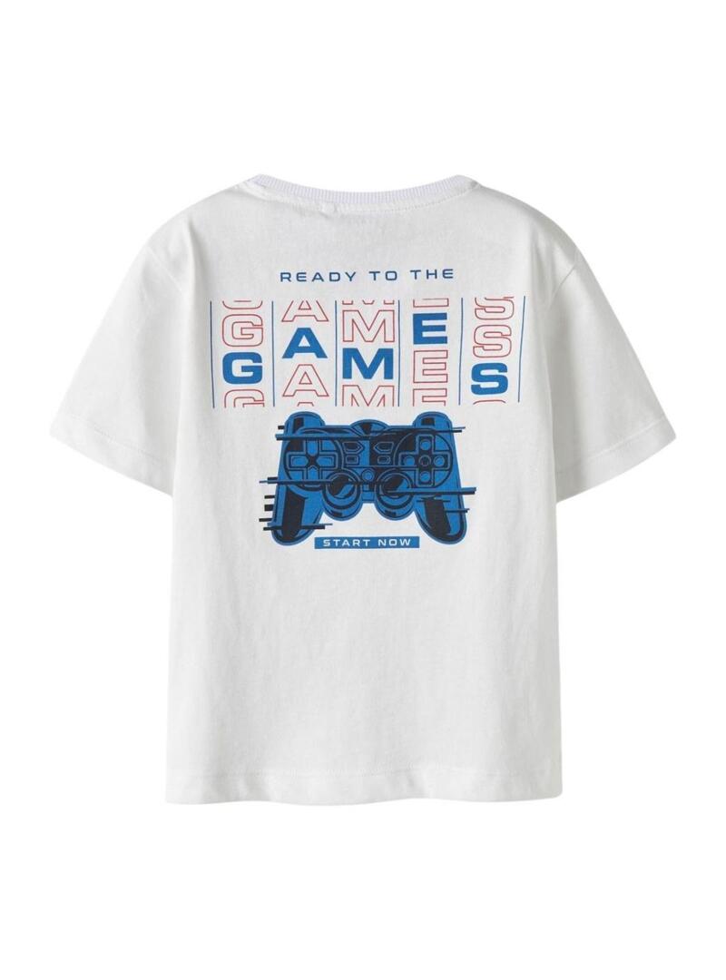 Camiseta Name It. Modelo Benna gamer branca para criança.