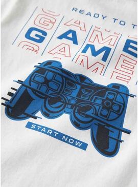 Camiseta Name It. Modelo Benna gamer branca para criança.
