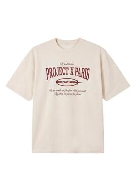 Camiseta Project x Paris Varsity PXP bege para homem.