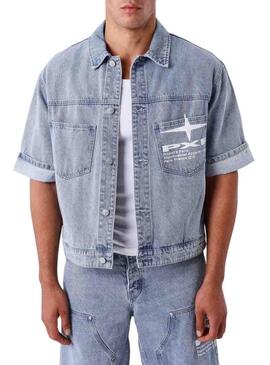 Camisa jeans Project x Paris Idea curta para homem.