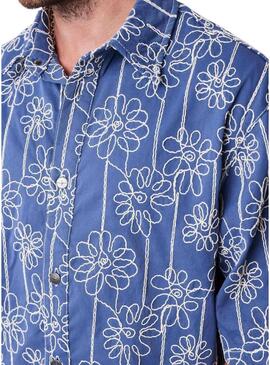 Camisa Project x Paris Candide Idylle flores azul para homem.