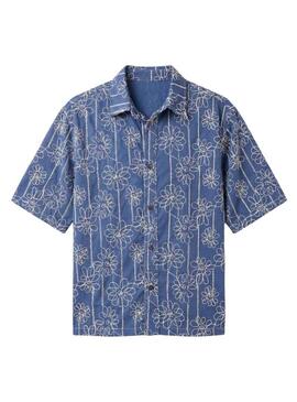 Camisa Project x Paris Candide Idylle flores azul para homem.