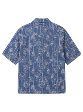 Camisa Project x Paris Candide Idylle flores azul para homem.