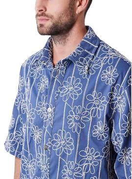 Camisa Project x Paris Candide Idylle flores azul para homem.