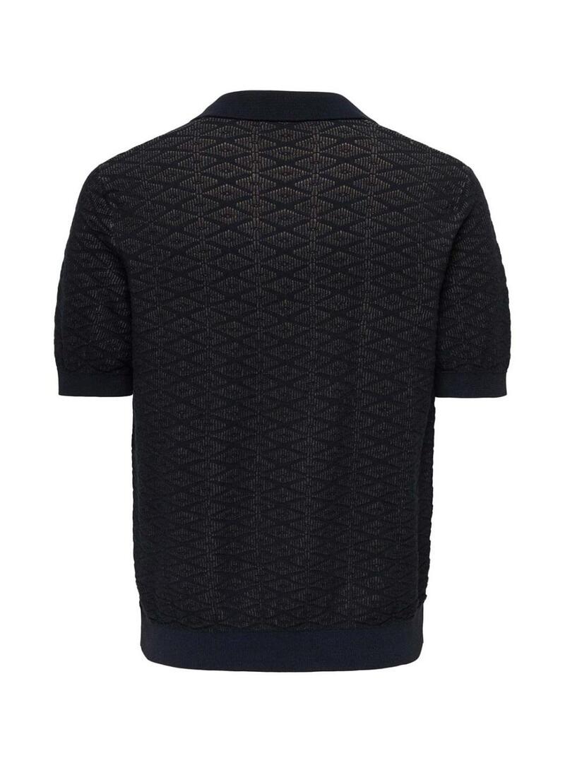 Camisa Polo Only and Sons Tristan azul marinho para homem.