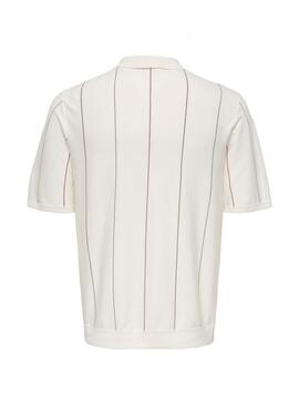 Polo Only and Sons Wyler com estampa de riscas bege para homem.