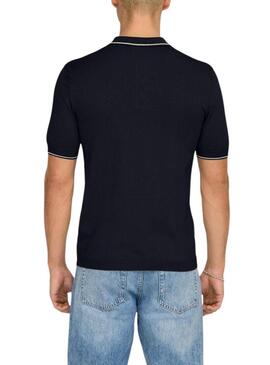 Camisa Polo Only and Sons Wyler azul marinho para homens.