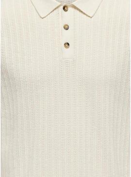 Camisa Polo Only and Sons Moon beige para homem.