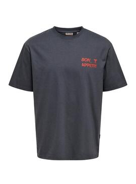 Camiseta Only and Sons Fredo cinza para homem