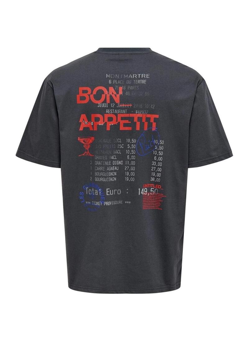 Camiseta Only and Sons Fredo cinza para homem