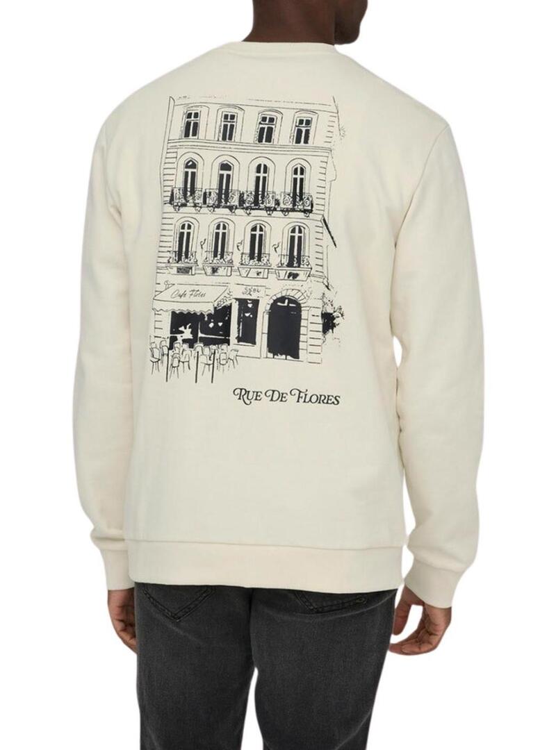 Moletom Only and Sons Cesc bege para homem.