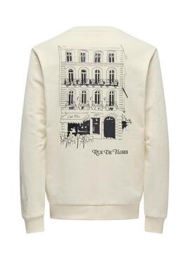 Moletom Only and Sons Cesc bege para homem.