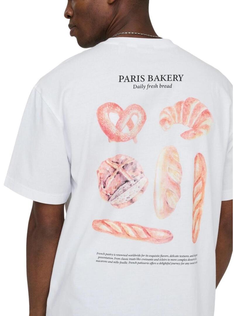 Camiseta Only and Sons Fred Bakery branca para homem