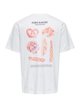 Camiseta Only and Sons Fred Bakery branca para homem