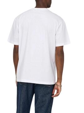 Camiseta Only and Sons Fred Eiffel branca para homem.