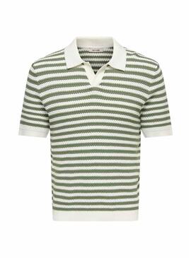 Polo Only and Sons listrado verde para homem.