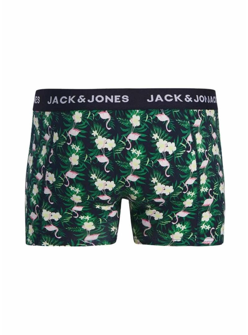 Pack cuecas Jack and Jones Flamingo flores para homens