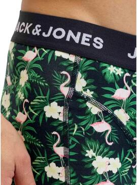 Pack cuecas Jack and Jones Flamingo flores para homens
