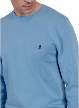 Camiseta com logo bordado El Pulpo azul lavanda para homem.