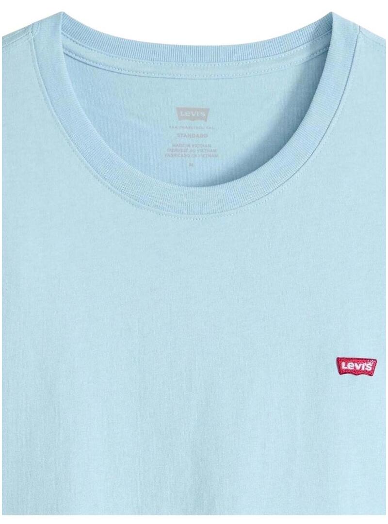 Camiseta Levis Original azul claro para homem.