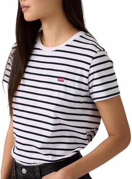 Camiseta Levis Emily listrada azul para mulher.
