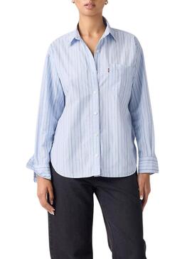 Camisa Levis Harlie listras azul para mulher