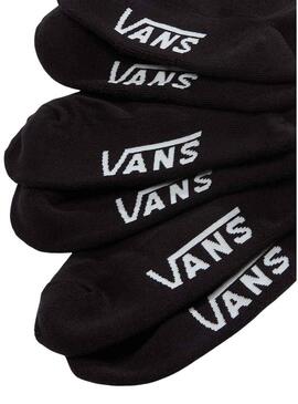 Meias Vans Classic Kick 3 pares preto para mulheres e homens.