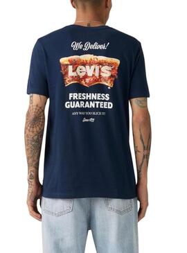Camiseta Levi's Pizza azul marinho para homem.