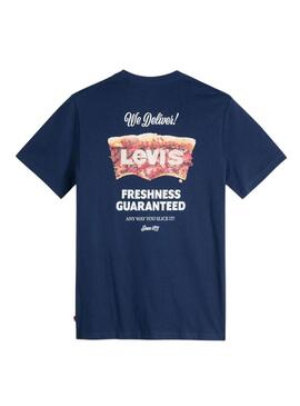 Camiseta Levi's Pizza azul marinho para homem.
