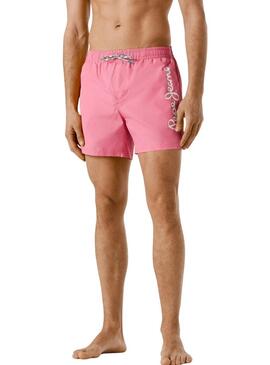 Shorts de banho Pepe Jeans rosa com logotipo para homem