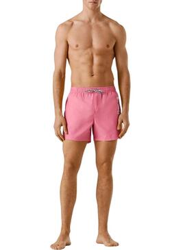 Shorts de banho Pepe Jeans rosa com logotipo para homem