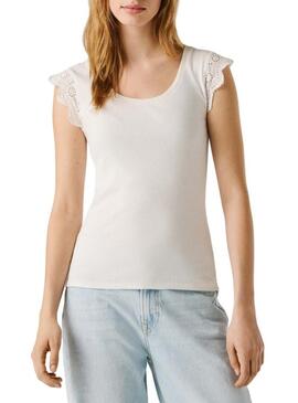Camiseta Pepe Jeans Mireya branca para mulher.