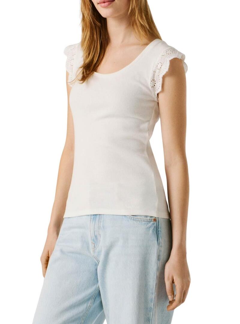 Camiseta Pepe Jeans Mireya branca para mulher.