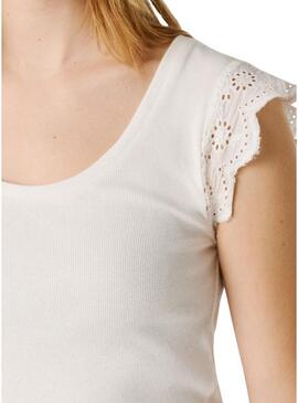 Camiseta Pepe Jeans Mireya branca para mulher.