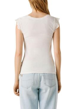 Camiseta Pepe Jeans Mireya branca para mulher.
