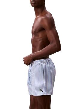 Calção Calvin Klein Jeans Penny Stripe azul para homem.