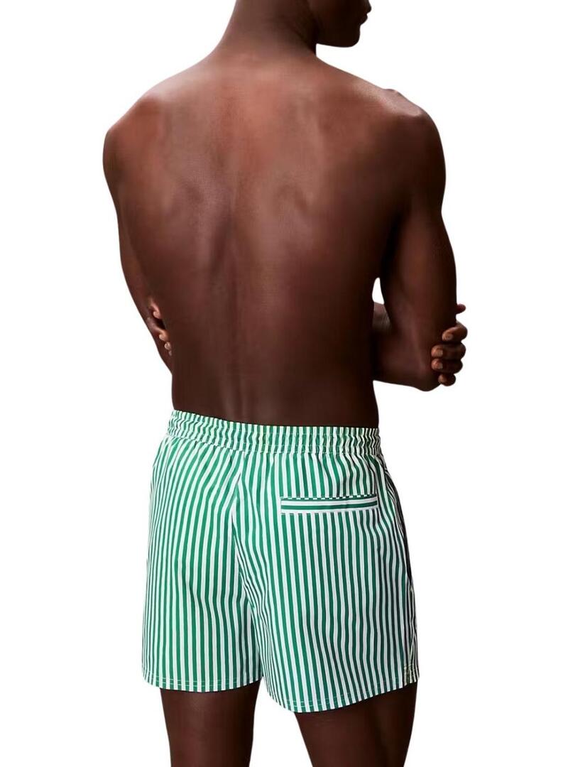Fato de banho Calvin Klein Jeans Penny Stripe verde para homem